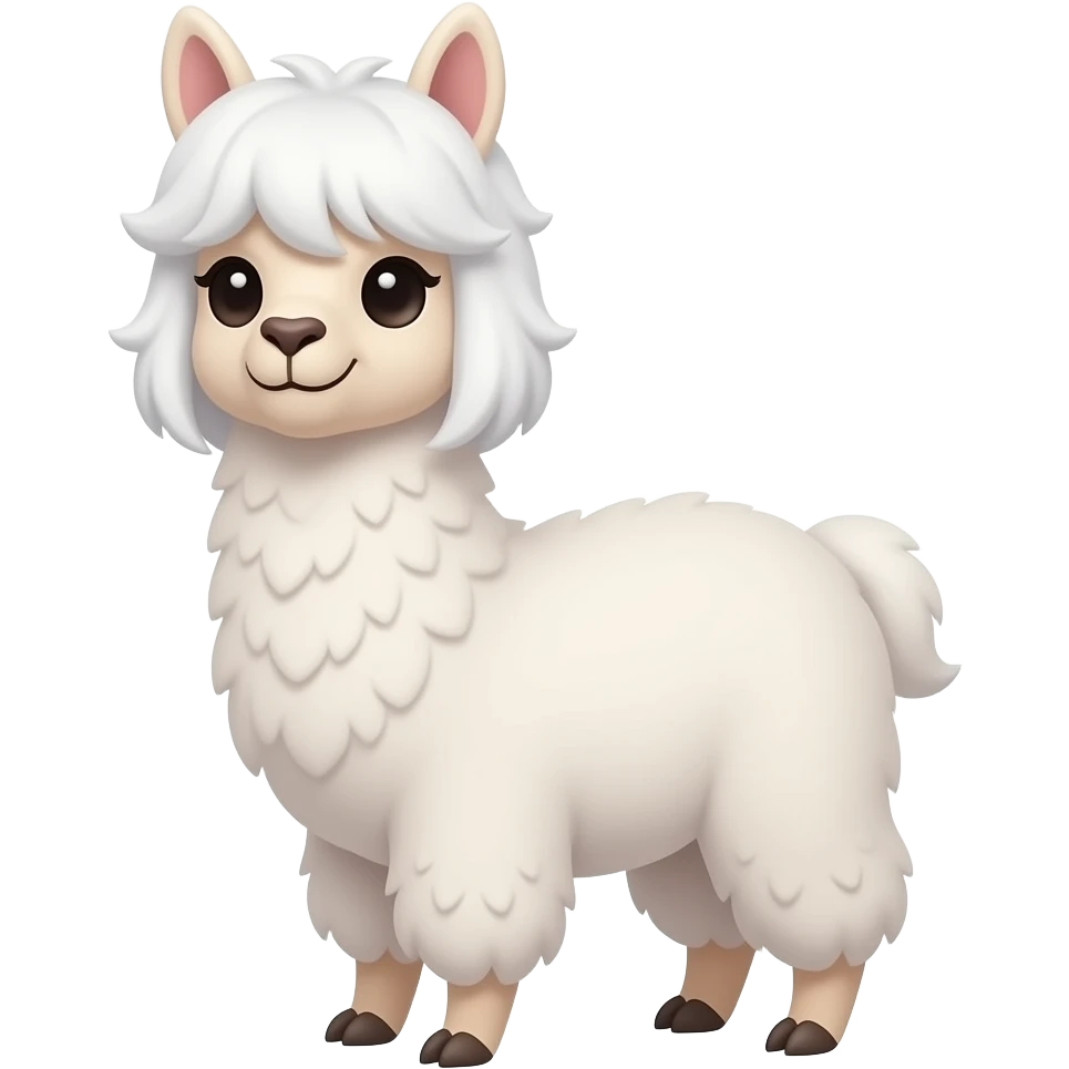 Alpaca  cute white styled hair emoji