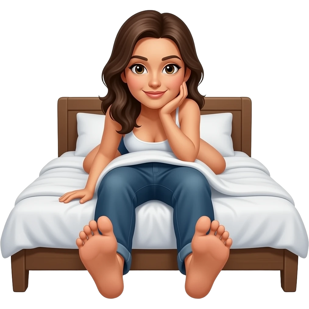Women on top, man below her. Only feet visible. Showing couple intimate moments on bed. emoji