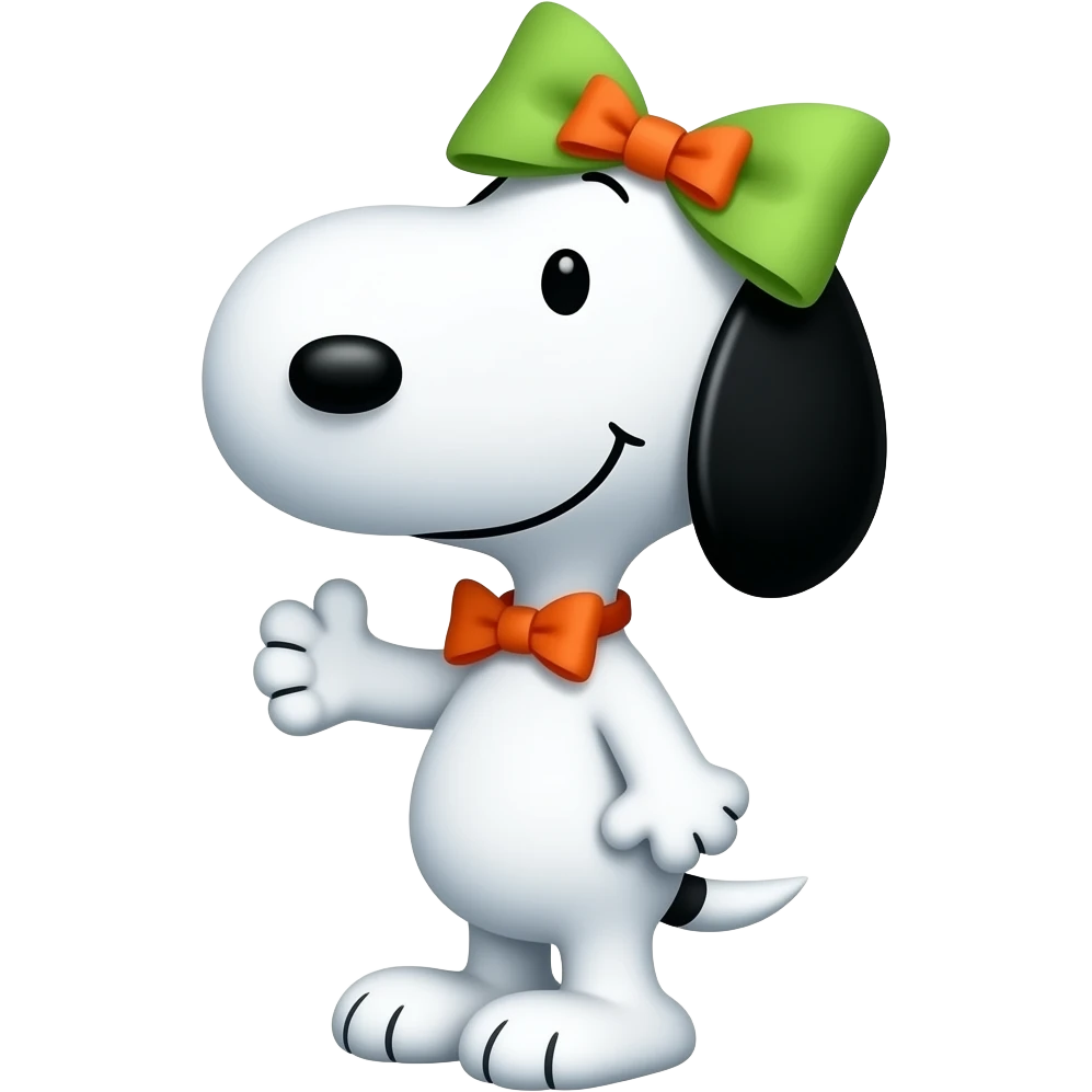 snoopy with orange and green bow emoji