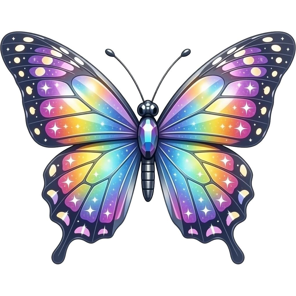 Rainbow-Shiny-Gem-Crystal-Glitter-Nebula-Gradient-Sparkle-Stars-Glossy-Butterfly emoji