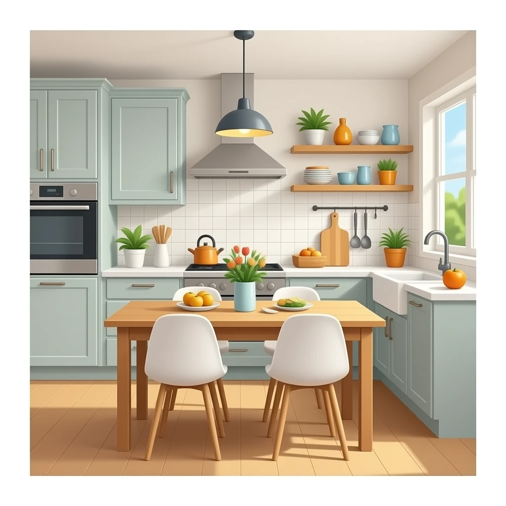 make the table modern and add it to a beautiful kitchen emoji