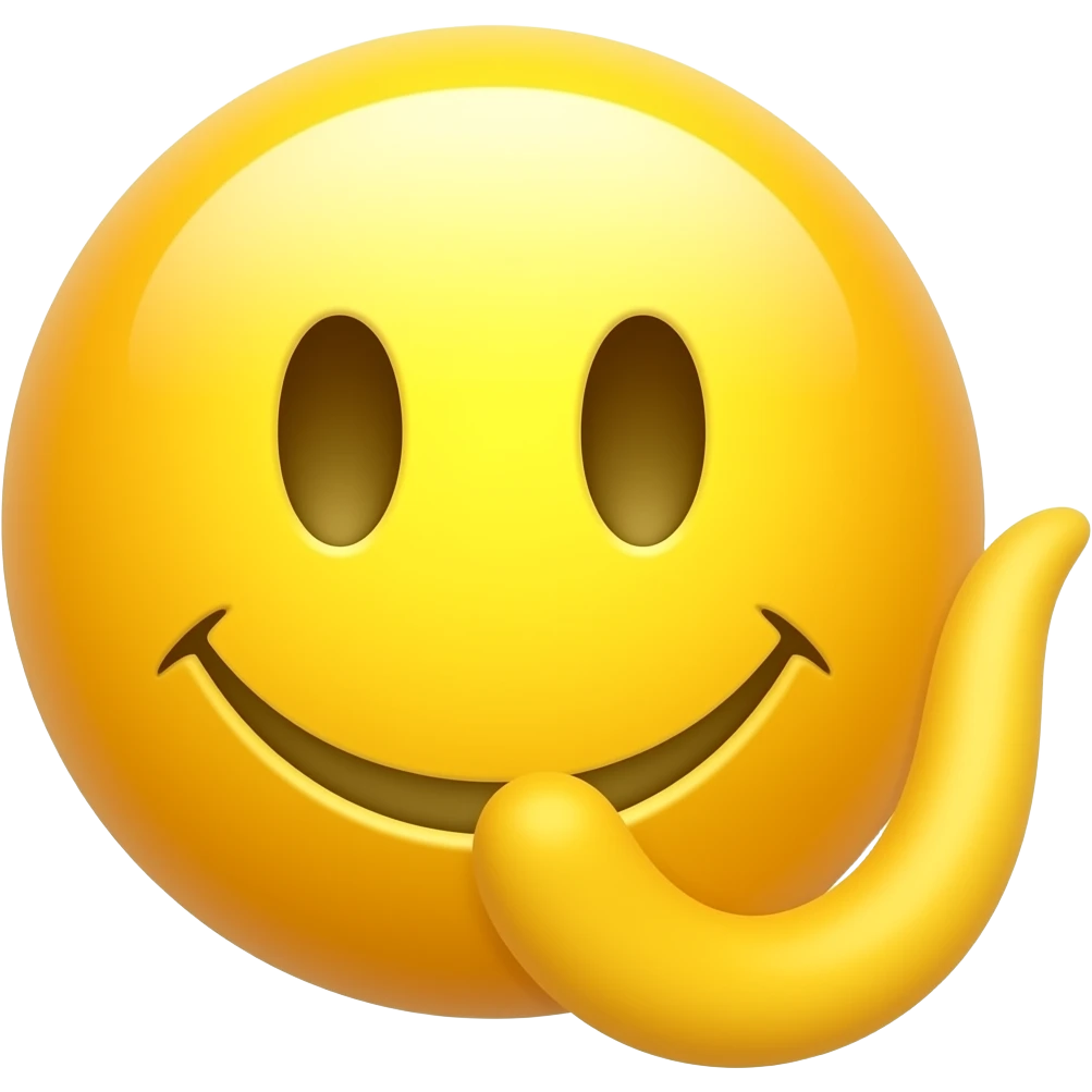 A yellow smiley face with a tail emoji