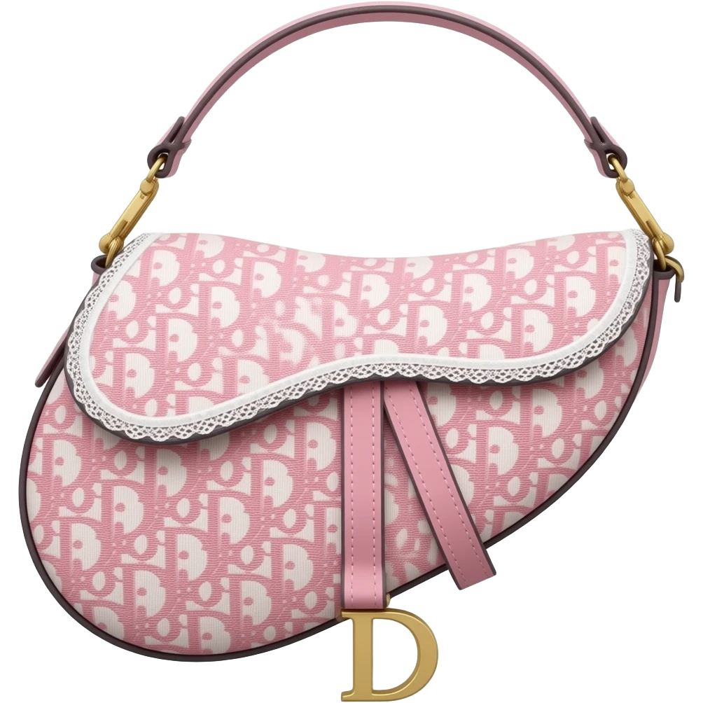 Pink Dior Oblique Embroidery and White Lace saddle bag emoji