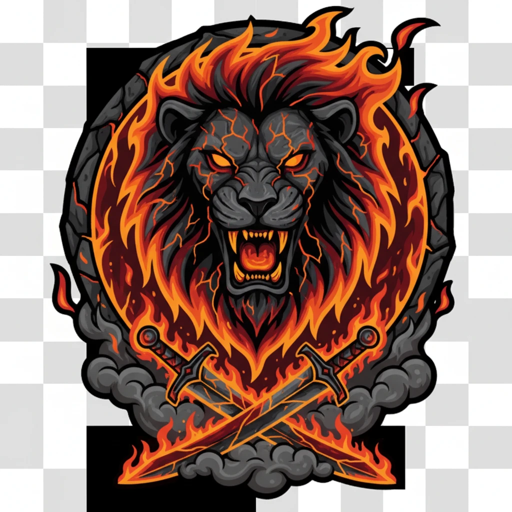 un emblème de la colère du feu et du magma. icone png emoji