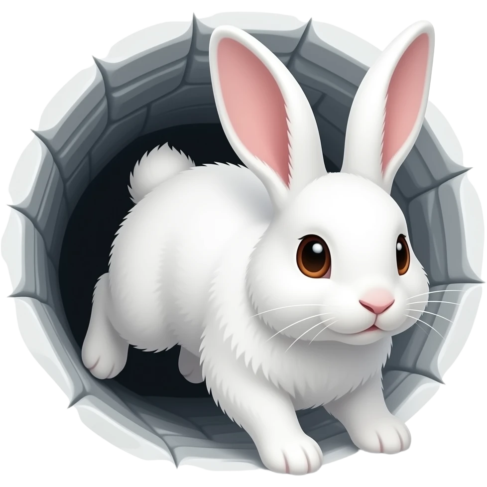 White rabbit going down a  rabbit hole emoji