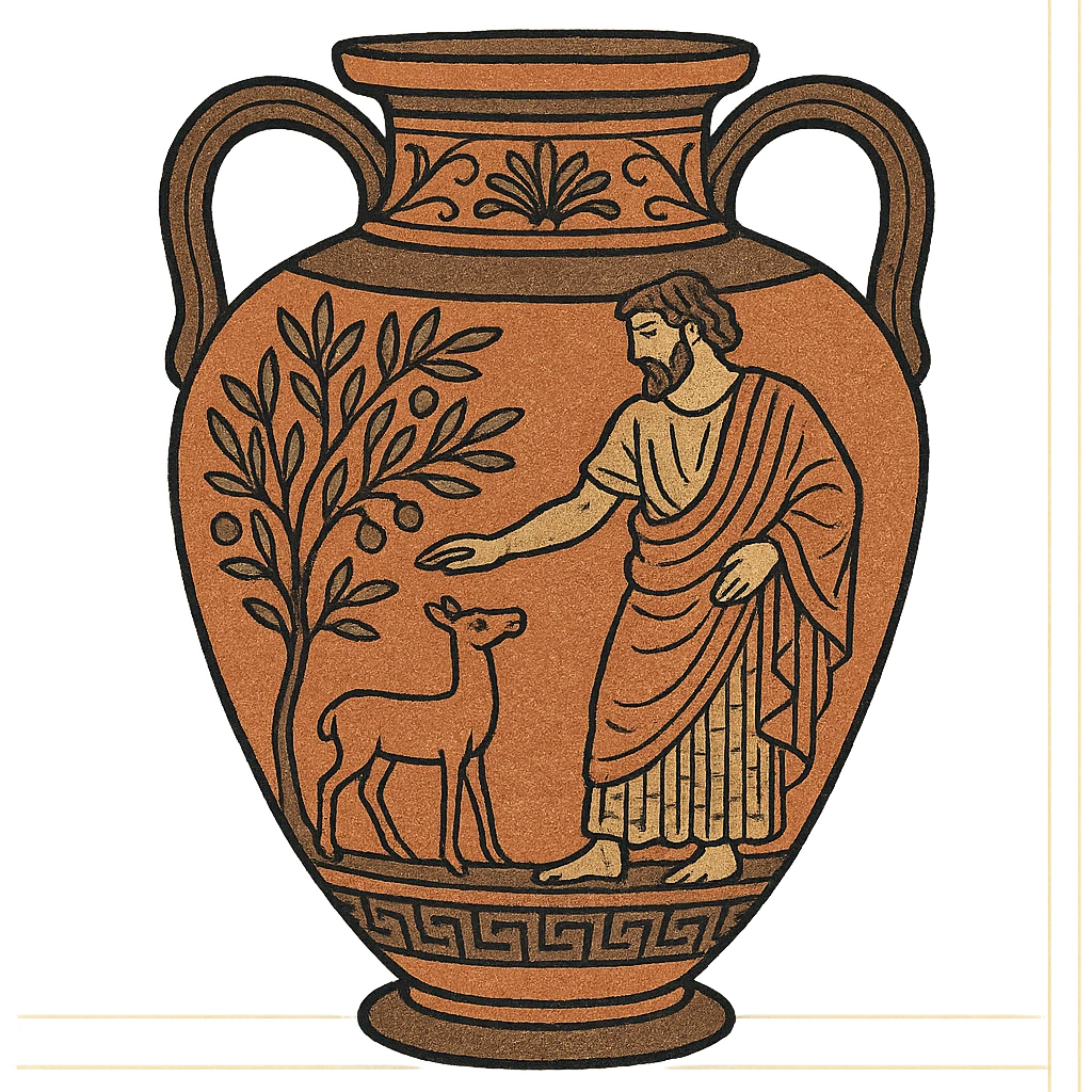 ancient Greek vase illustration with terracotta colors emoji