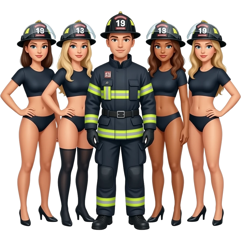 naked female firefighter team emoji
