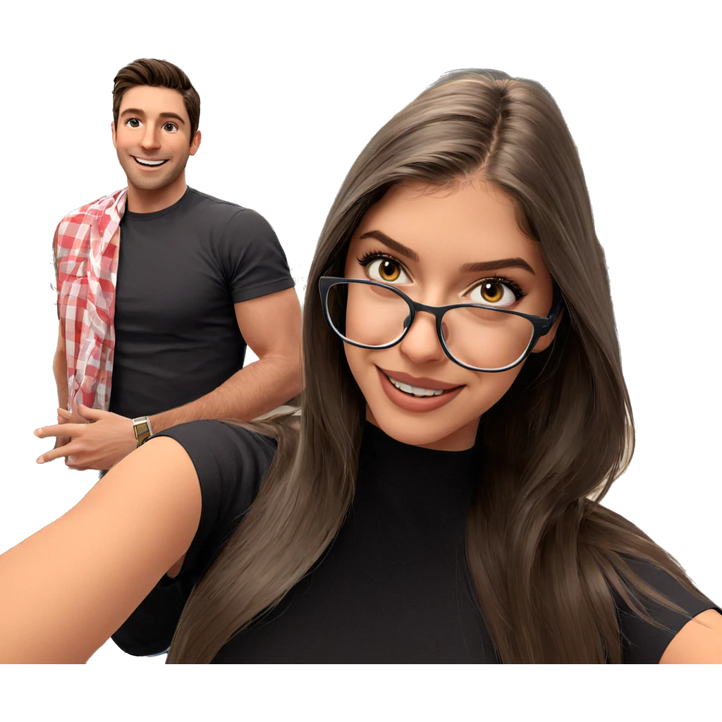 smiling girl with friends indoors emoji