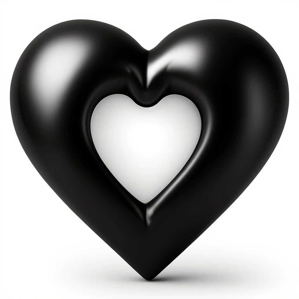 heart with a metallic black finish emoji