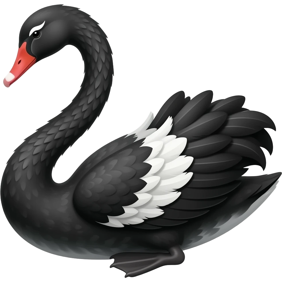 Creat emogy black swan with white eye liner and some fleather white emoji