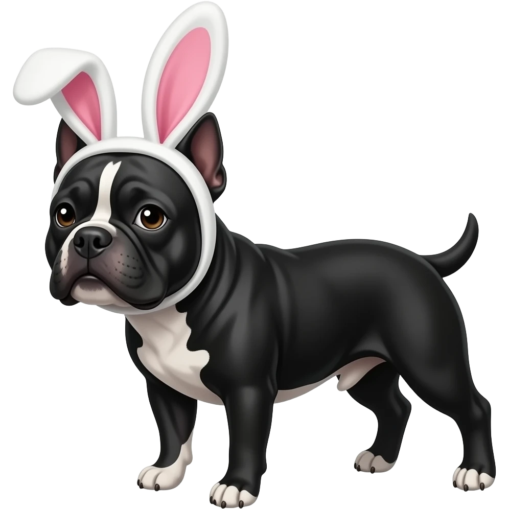 black staffy with bunny ears on emoji