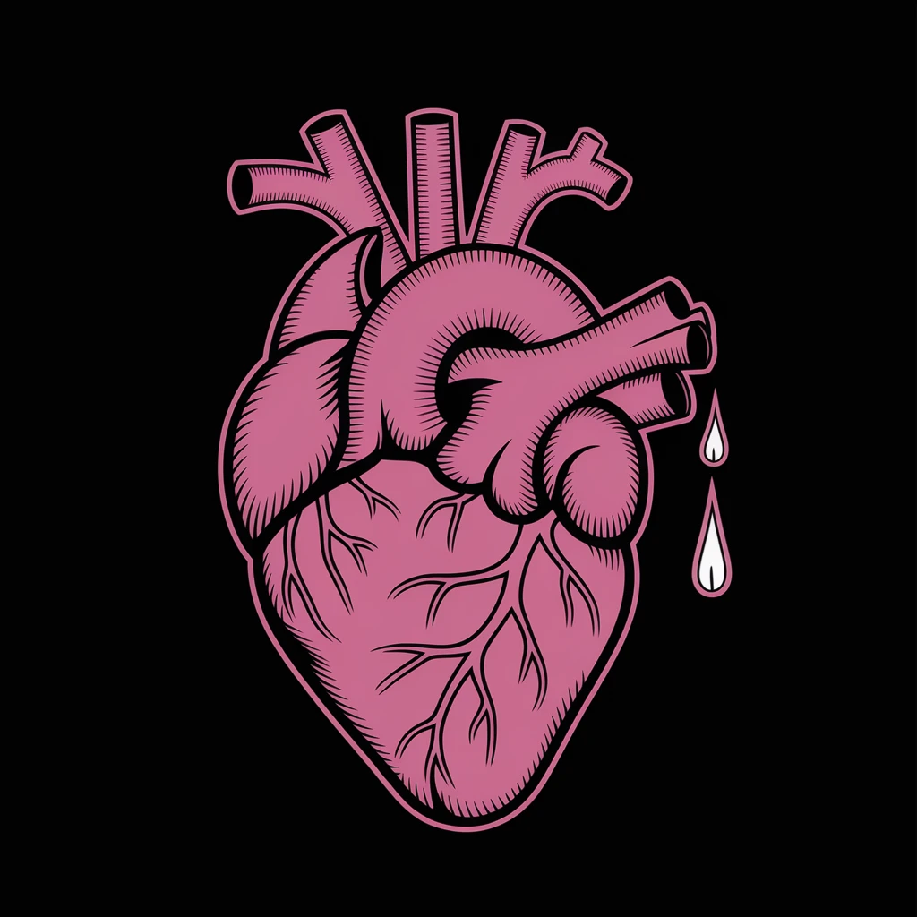 gothic heart with a dripping candle emoji