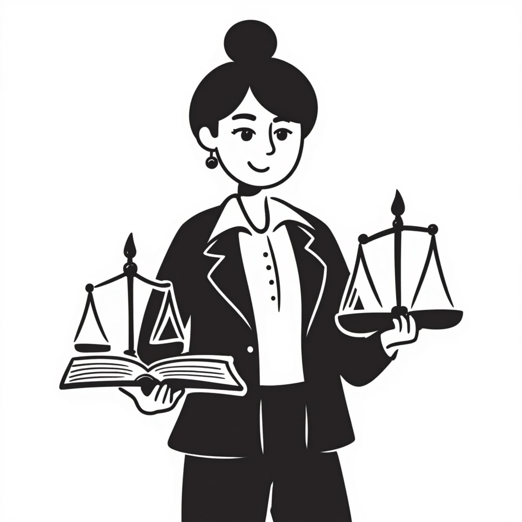 A female lawyer with a book and scales emoji