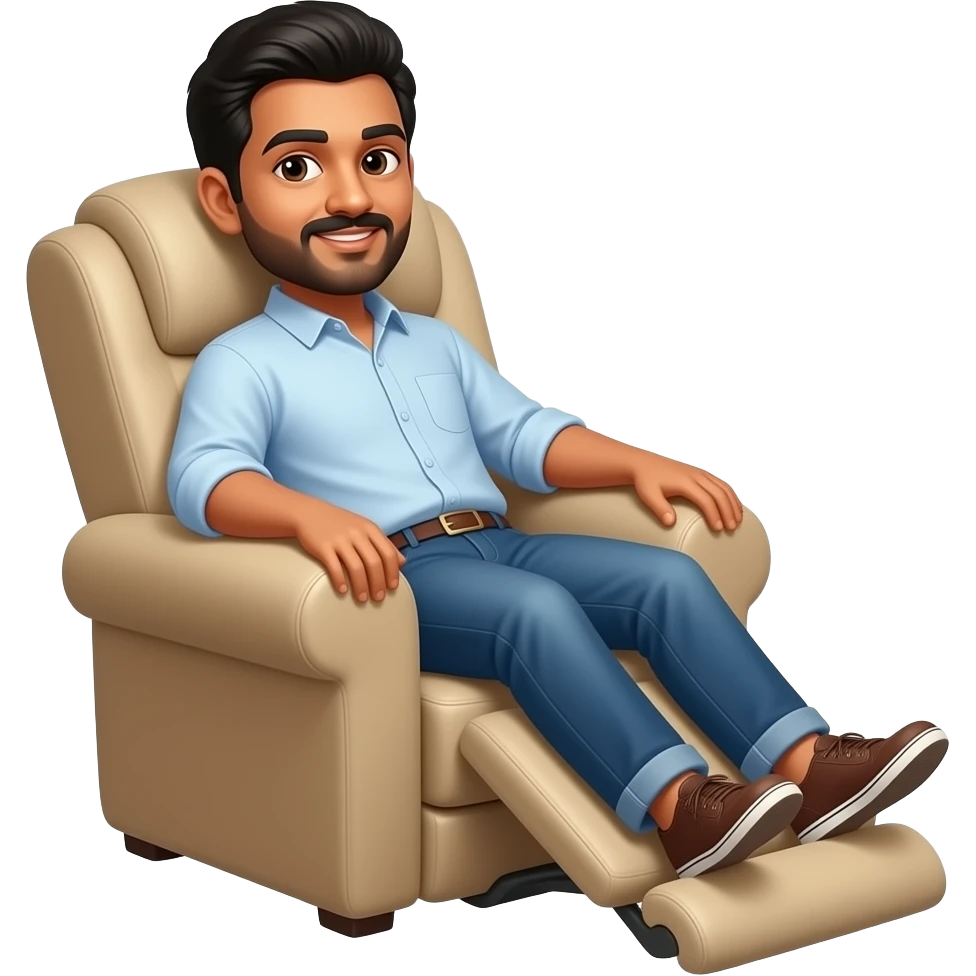 Indian man on lazyboy recliner emoji