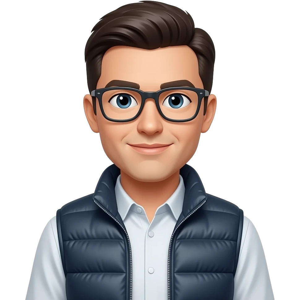 commercial sans lunettes avec doudoune sans manches emoji