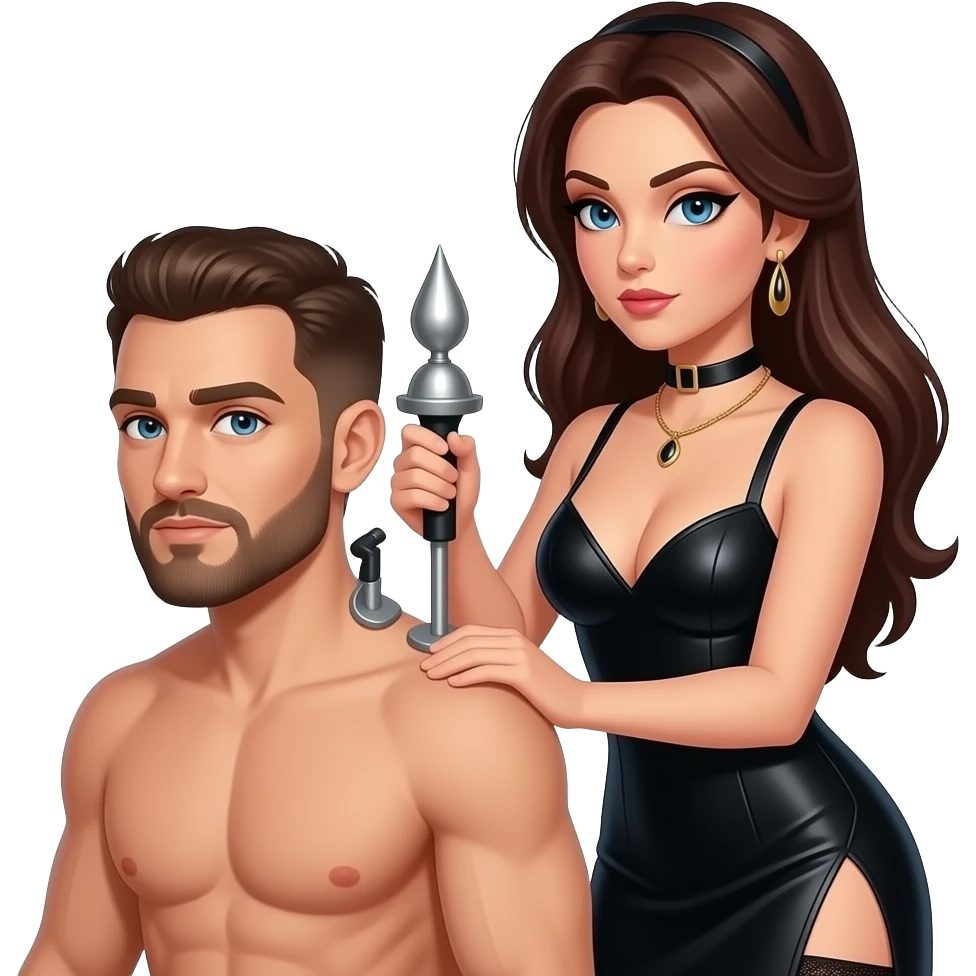 sub man is ready for get pegging by a femdom emoji