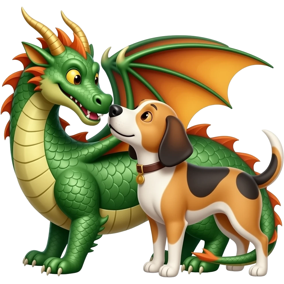 a dragon kissing a dog emoji
