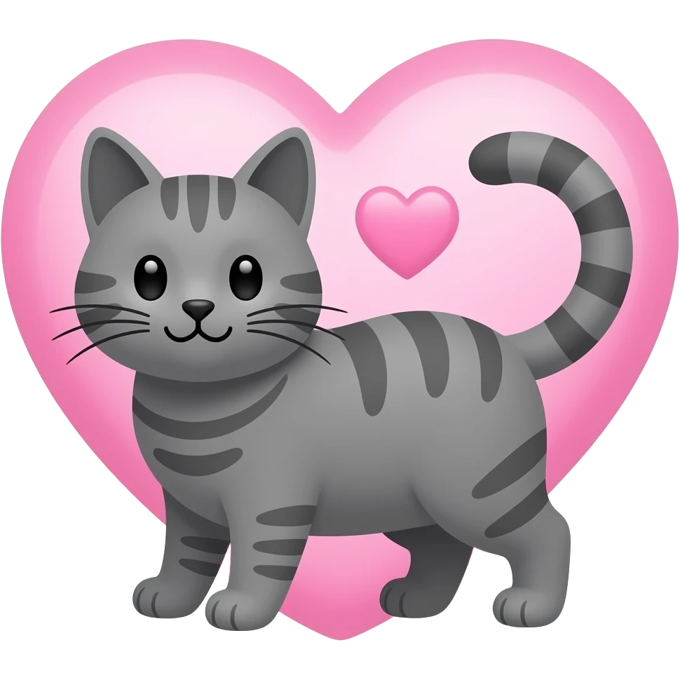 Heart related and positive vibes pink and a grey or black cat and make the heart the centre emoji
