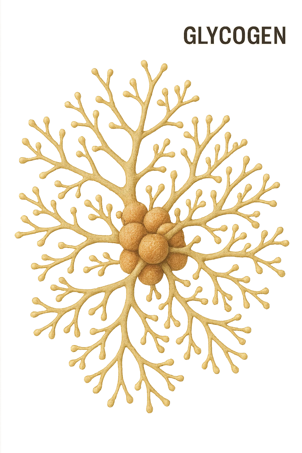 realistic representation of glycogen molecule or granule, isolated on transparent background, scientific style, aspect ratio 2:3 emoji