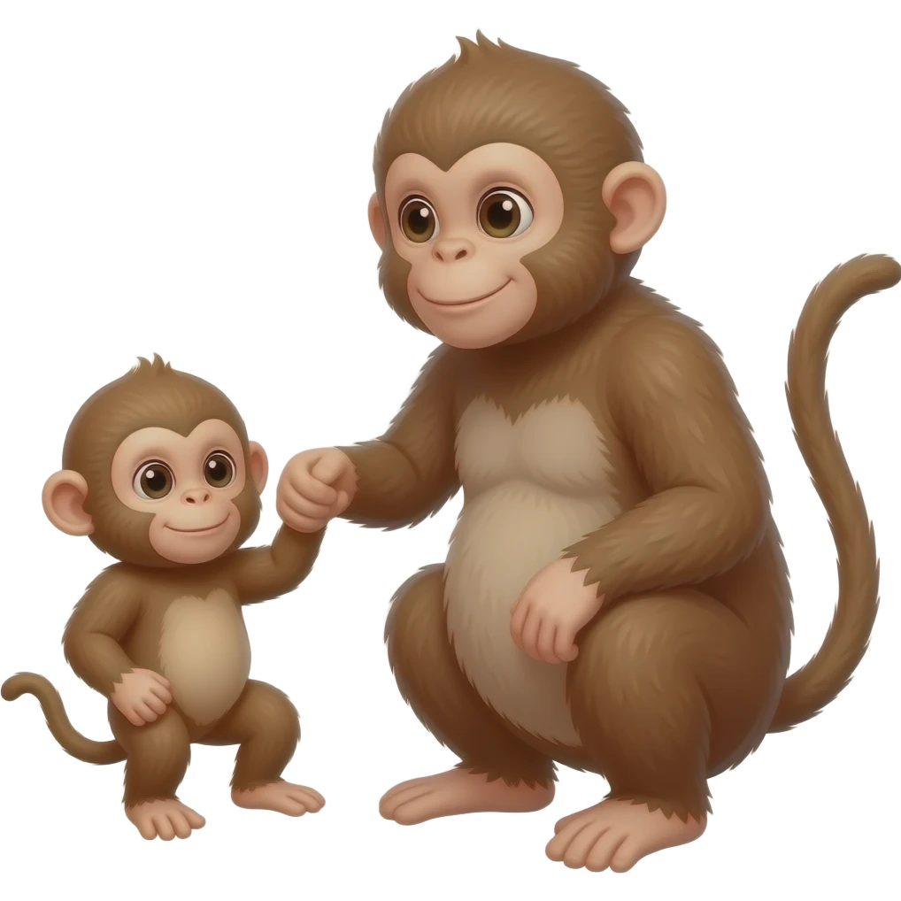 baby monkey   with his  mothers hold in legs emoji emoji