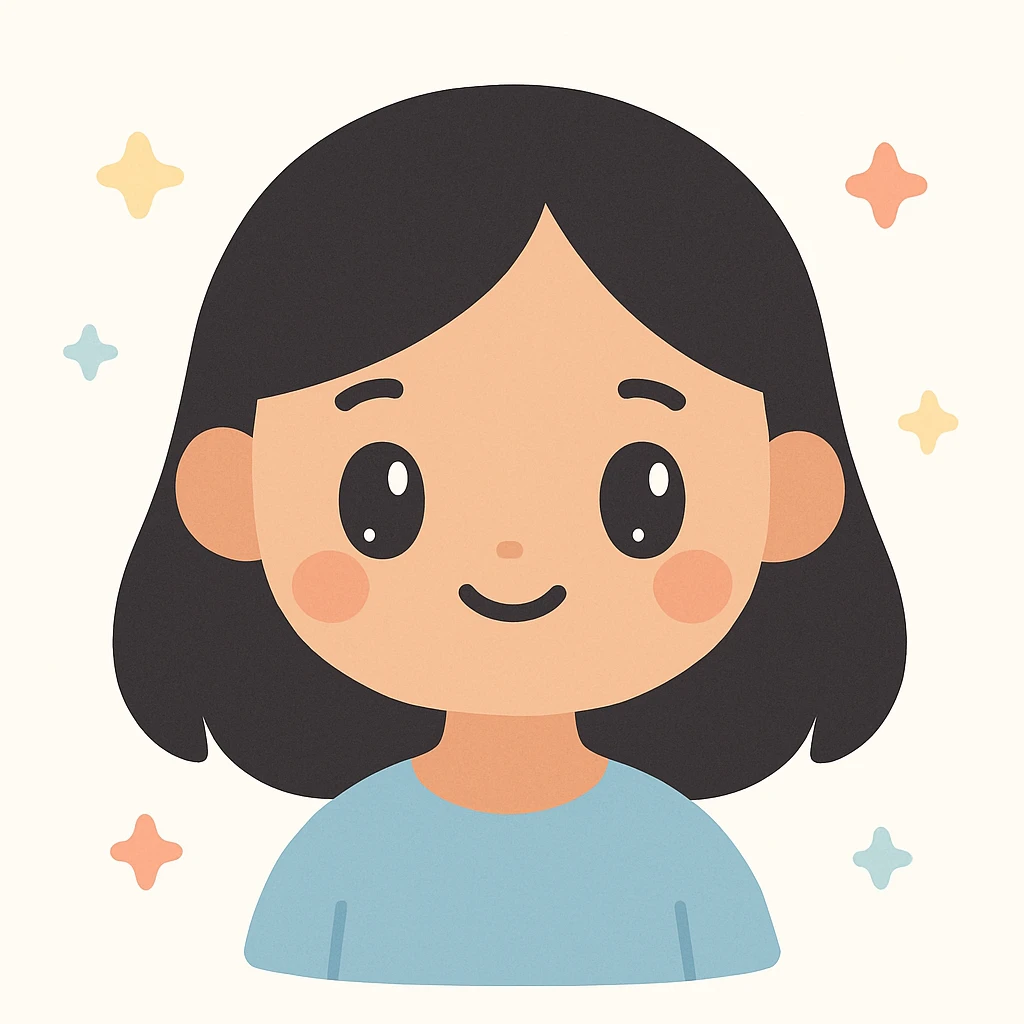semi-realistic style of a girl with black straight hair and light brown skin, gentle expression, soft pastel colors emoji
