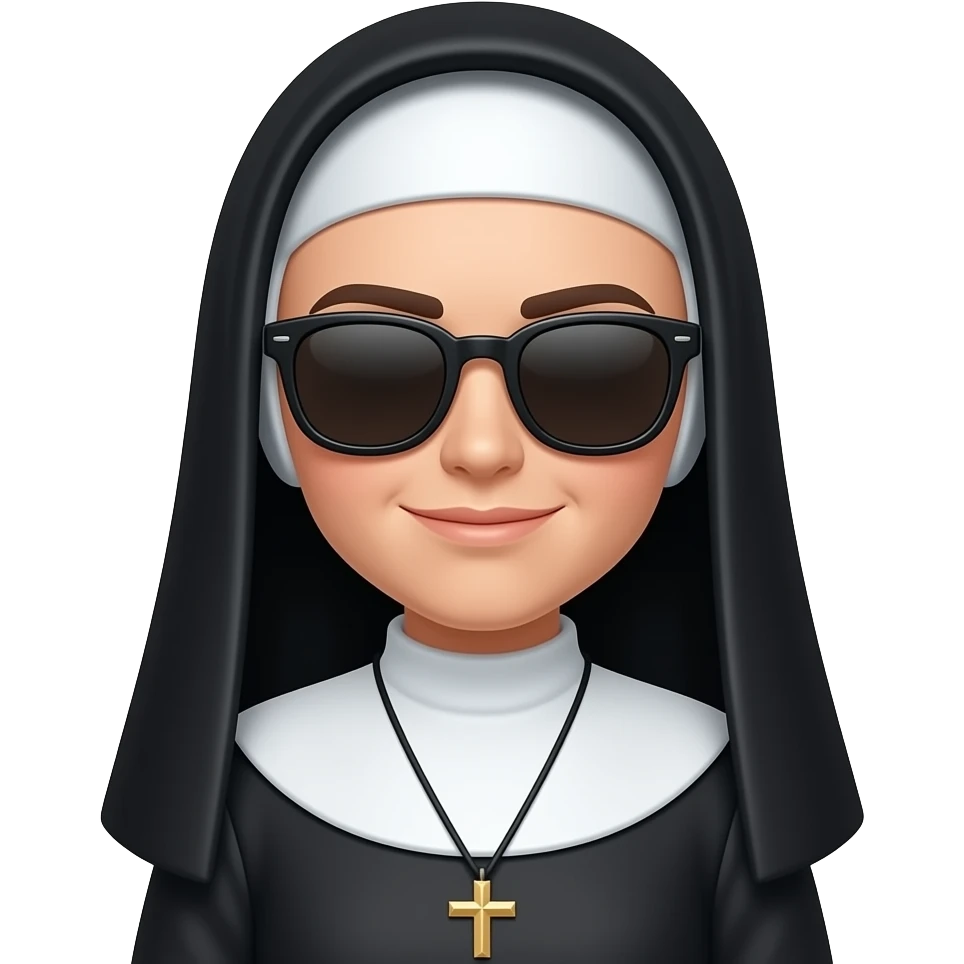 Nun with sunglasses emoji