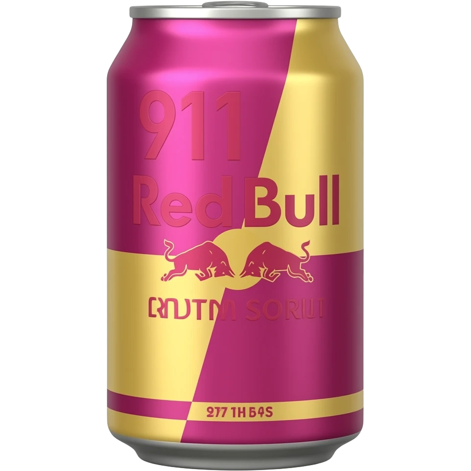 Pink redbull with gold letters 911 Redbull emoji