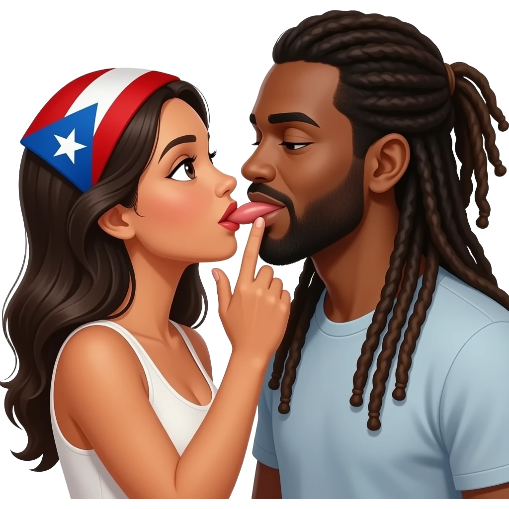 Puerto Rican women giving black man with long dread locs oral aex emoji