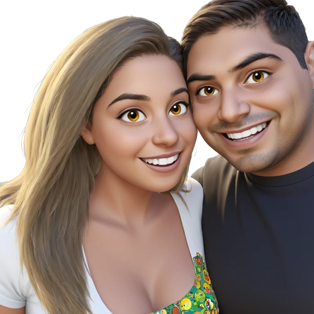 cheerful duo sharing smiles emoji