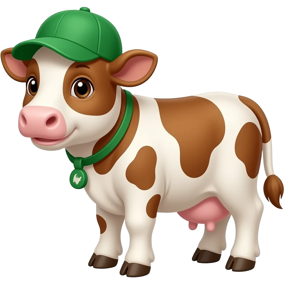 cow baby wear green hat emoji