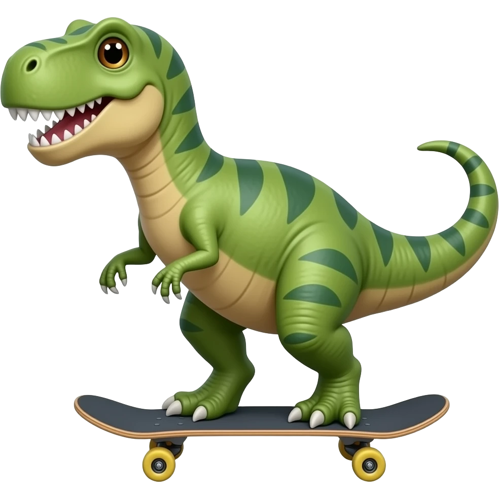 Dinosaur on a skateboard emoji