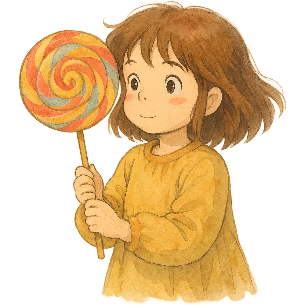 lollipop, ghibli style, detailed, whimsical, soft colors emoji