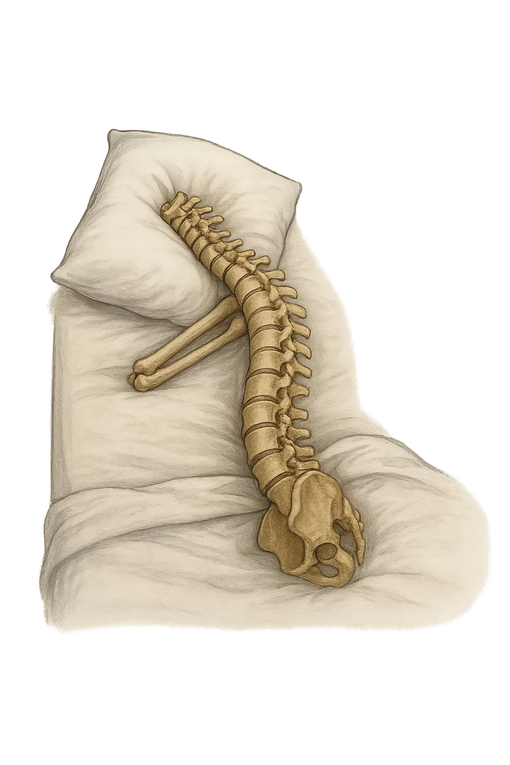 spina dorsale anatomica realistica dorme in un letto emoji