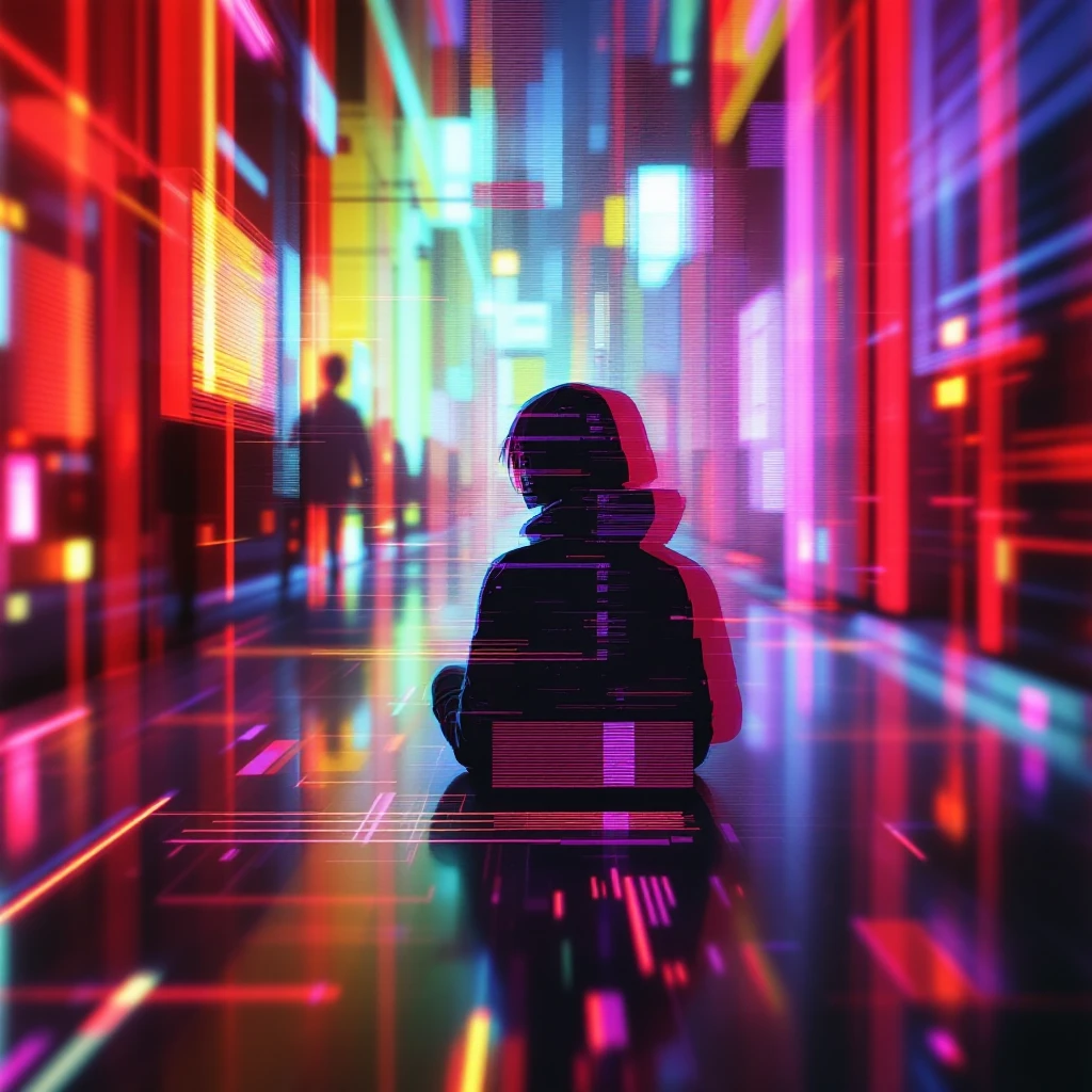 cyberwave glitch digital microscanner projection of these images but featuring no people, cyber hologram, abstract, experimental glitchy brutalist graphicwave,  style of anime emoji