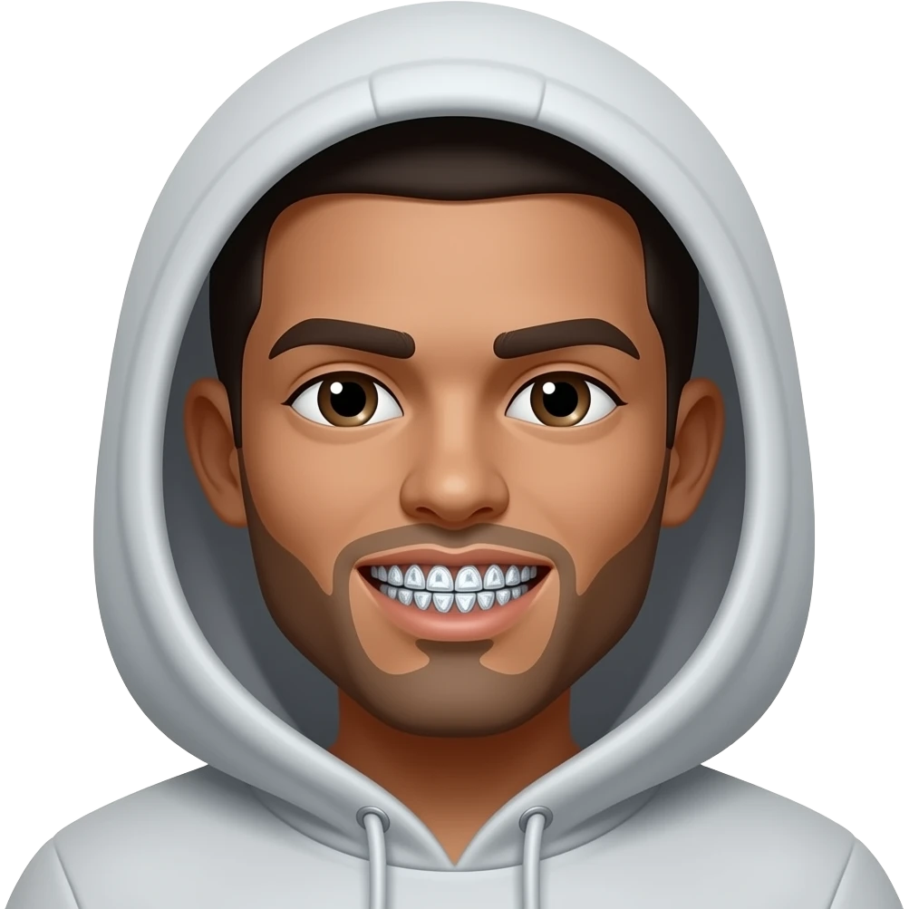 Capucha con unos grillz de diamantes emoji