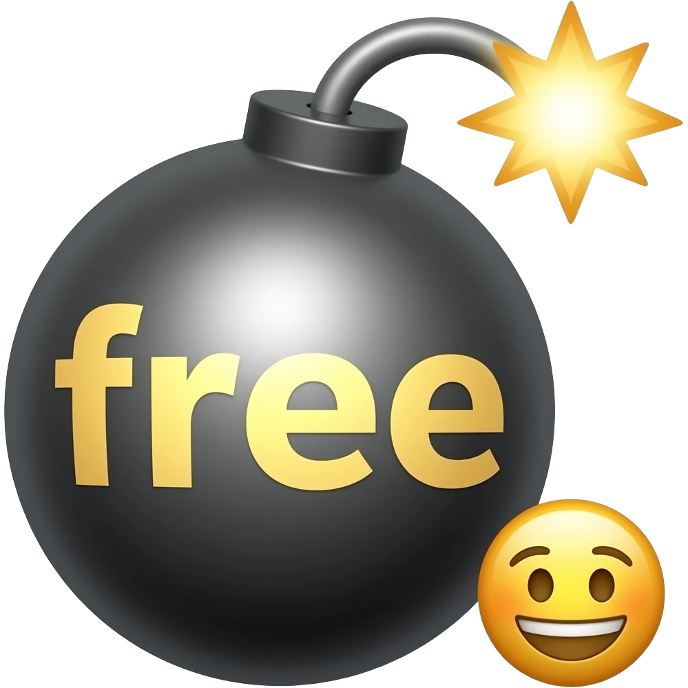 guift bomba proyectada con la palabra gratis y emoji emoji