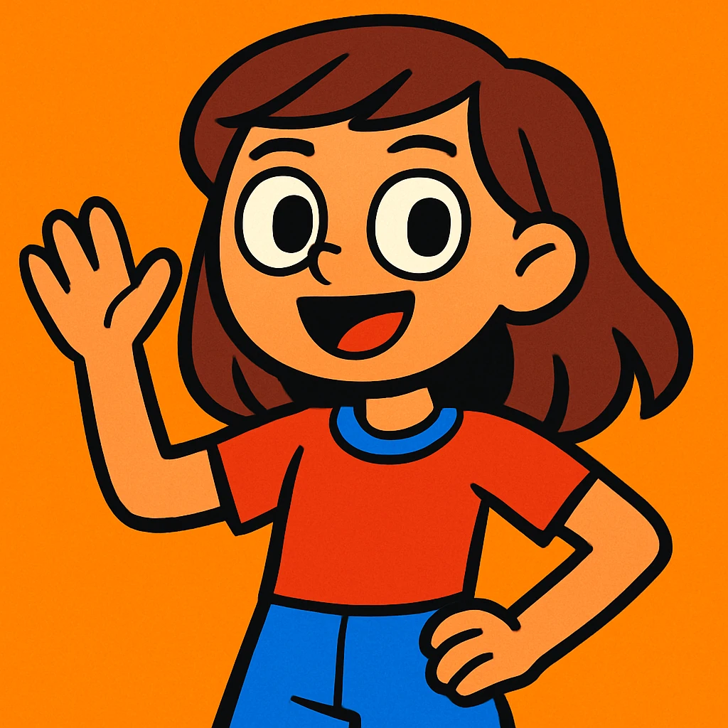 girl with brown hair, vibrant cartoon style emoji