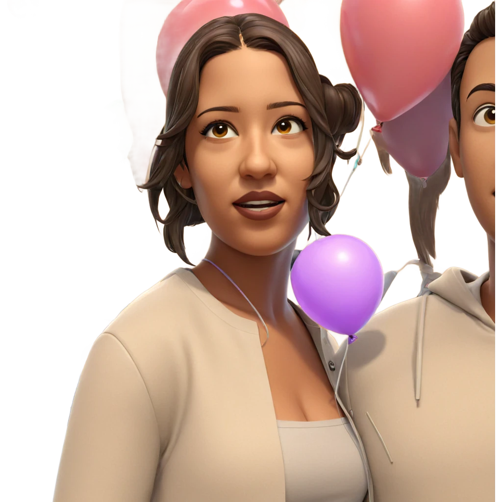 girl and boy with balloon emoji