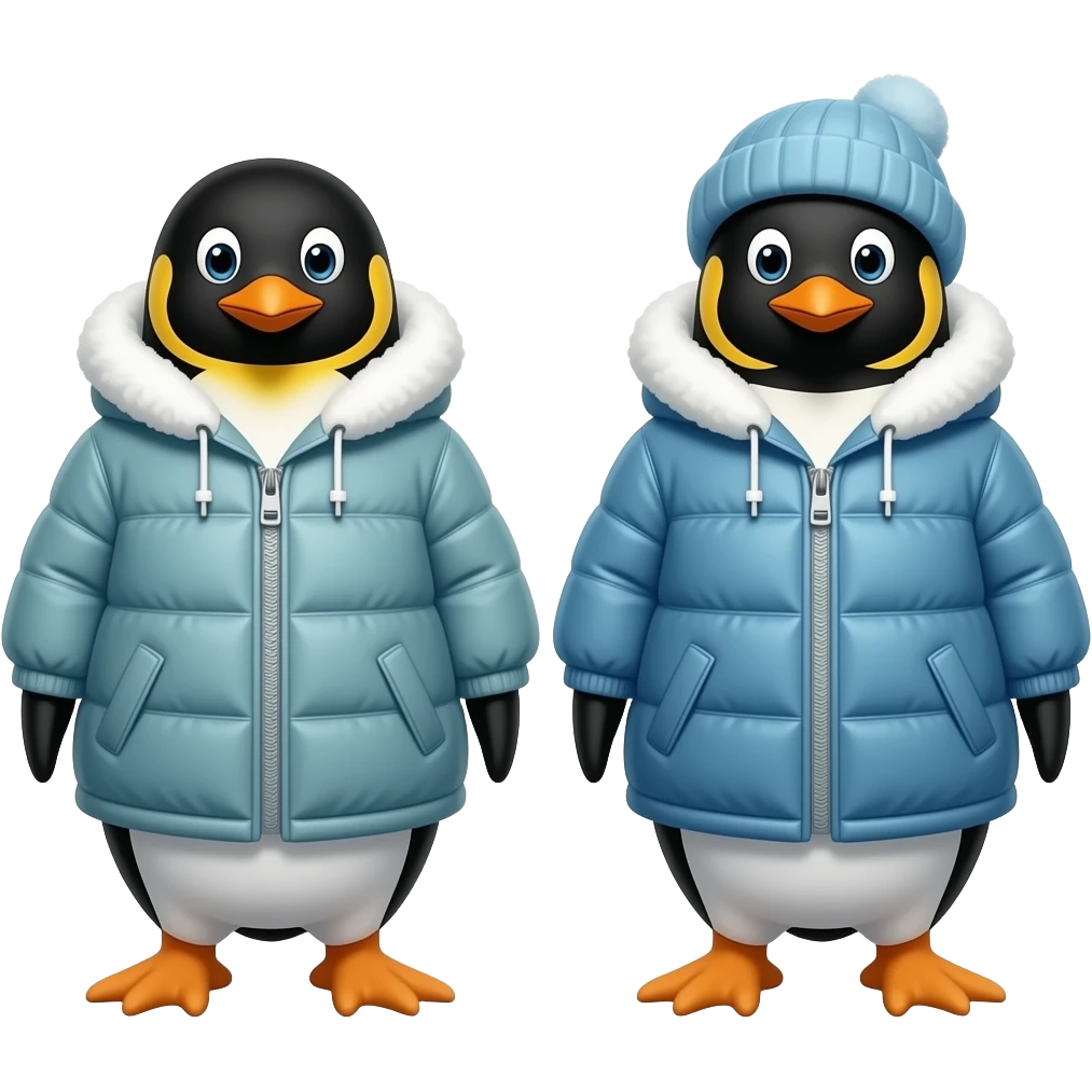 Penguins wear winter coats. emoji