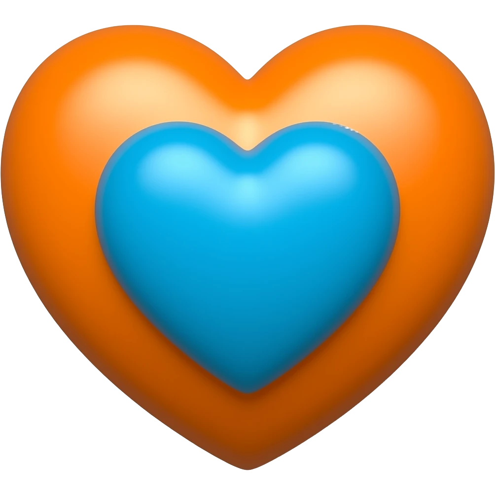 Big orange heart with a blue heart inside emoji
