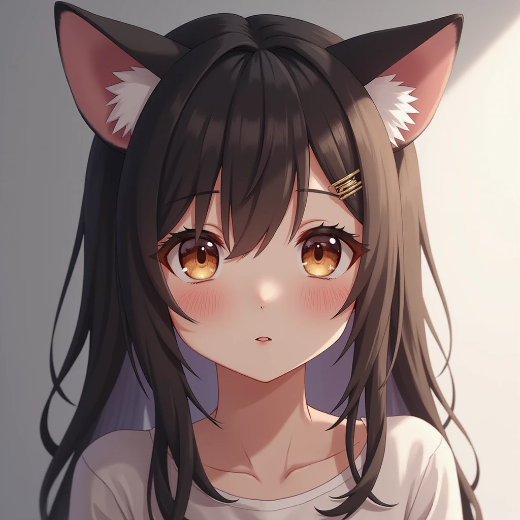 realistic anime girl with cat ears, photorealistic style, variation 2 emoji