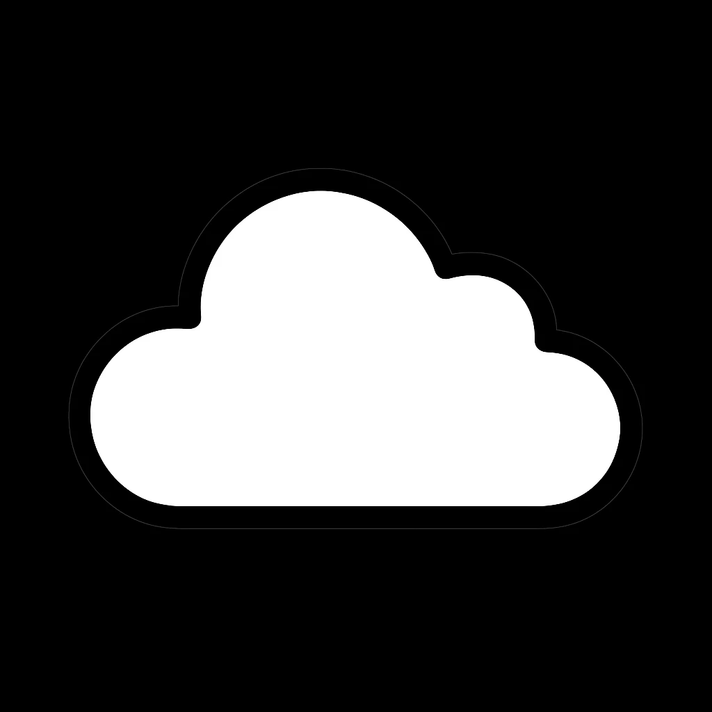 сделай это облако полностью белым и контур на черном фоне emoji
