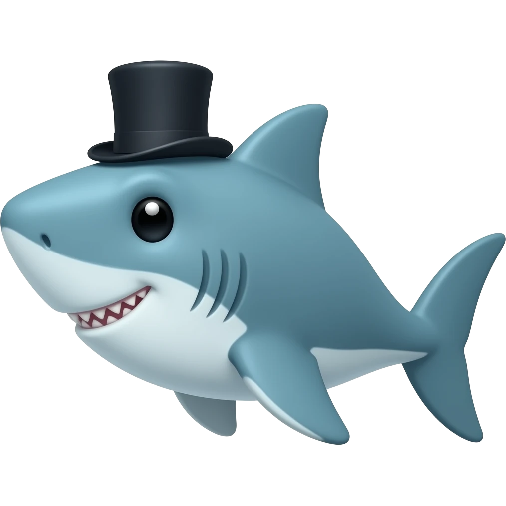 Shark with a top hat emoji