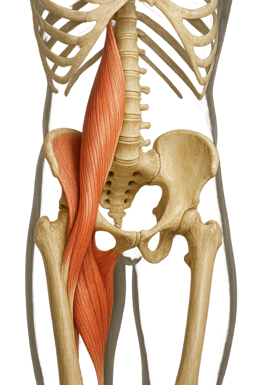 ILEOPSOAS DI UN CORPO UMANO ANATOMICO REALISTICO, iperrealistico 4k emoji