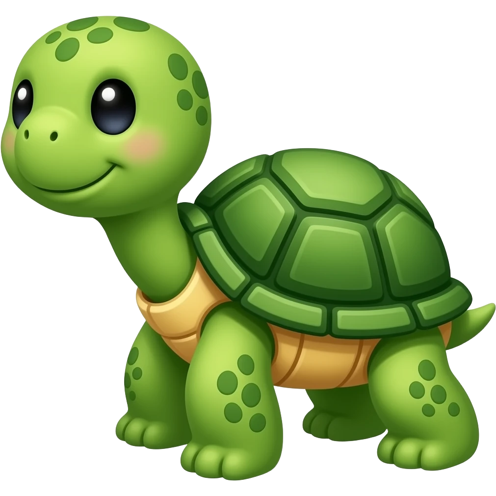 This is a cute green cartoon turtle illustration high color contrast emoji