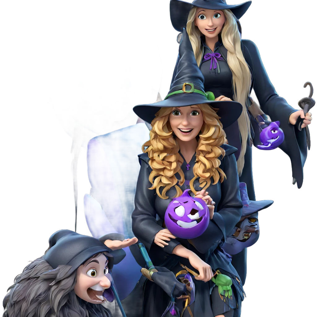 witch and her playful companion emoji