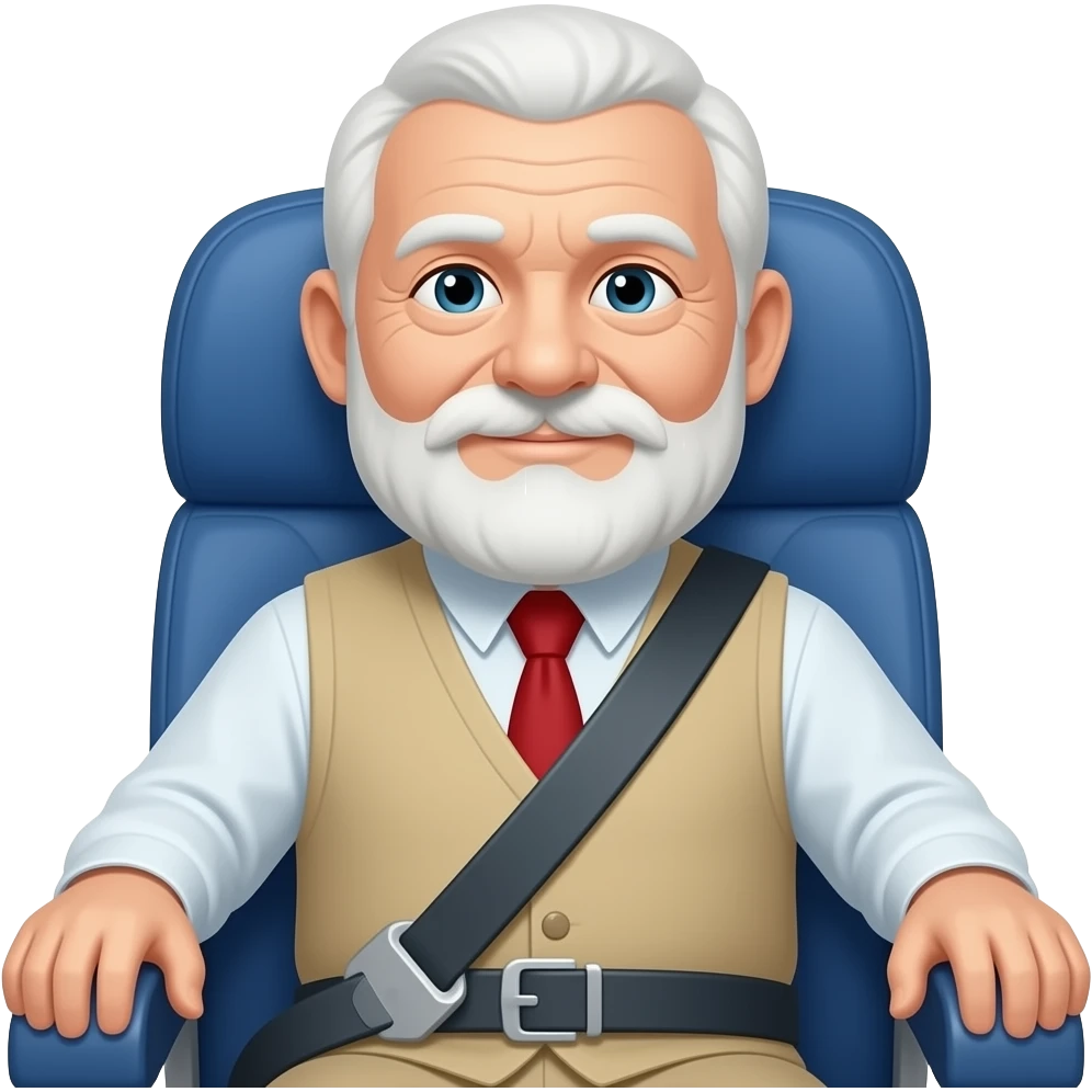 Old man on plane in seatbelt emoji