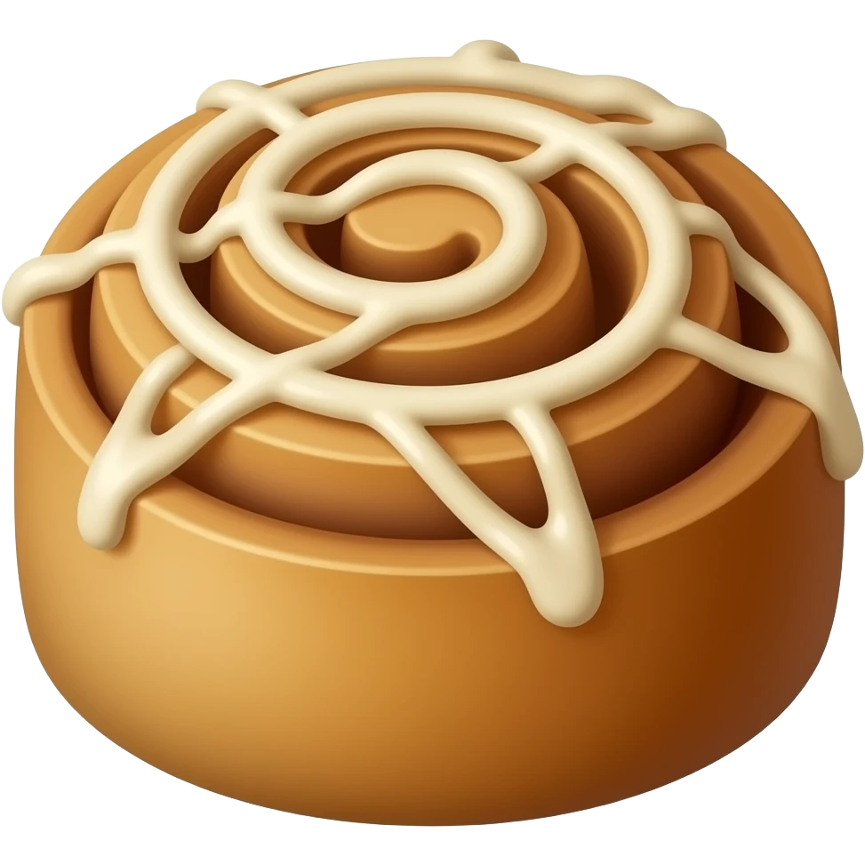 Cinnamon roll, drizzling icing on top emoji