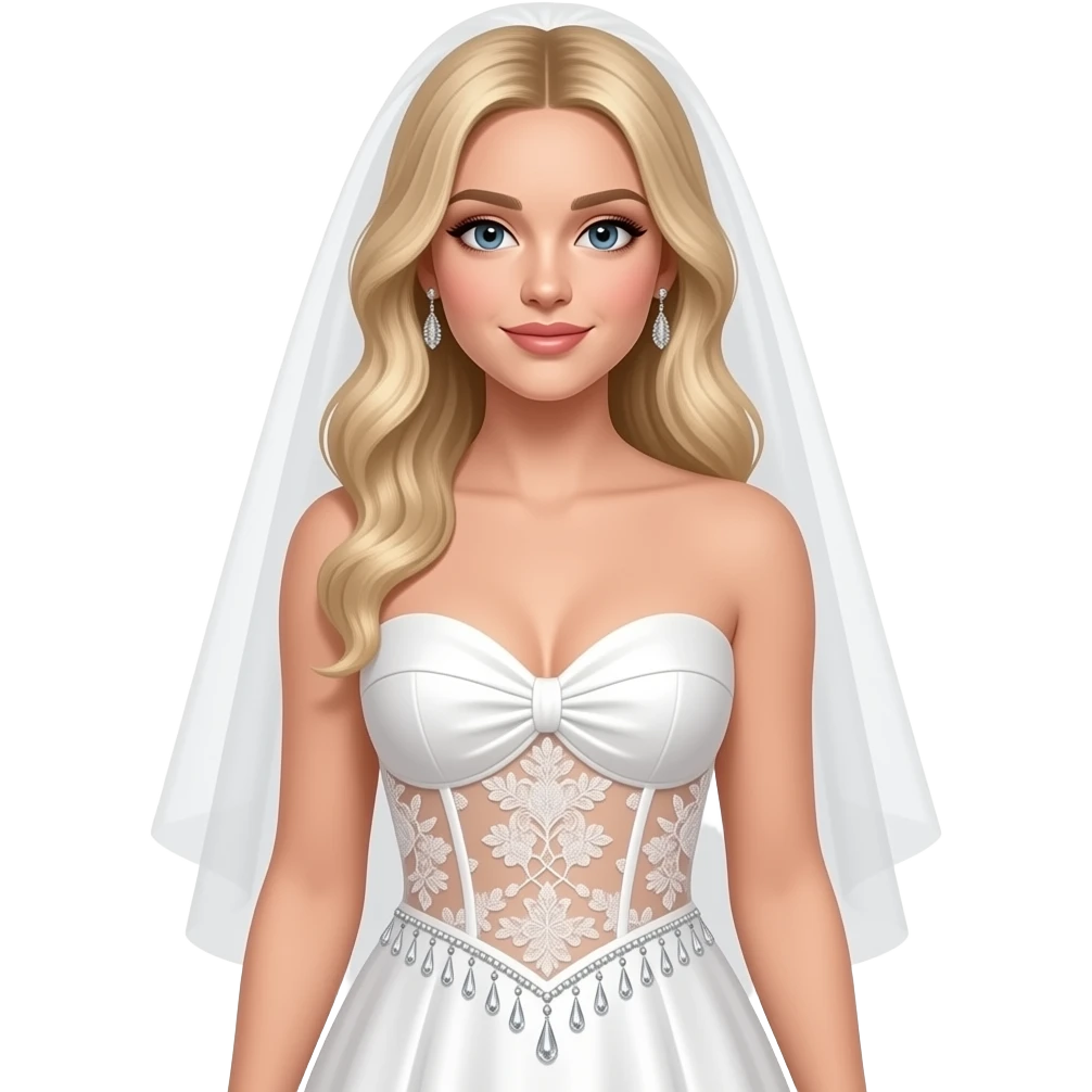 Sabrina Carpenter blonde white bridal-inspired bodysuit with a strapless, sweetheart neckline and a knotted satin bust. The midsection is crafted from intricate floral lace over a nude lining, embellished with delicate beadwork and a fringe of silver crystals. She wears shimmering drop earrings emoji