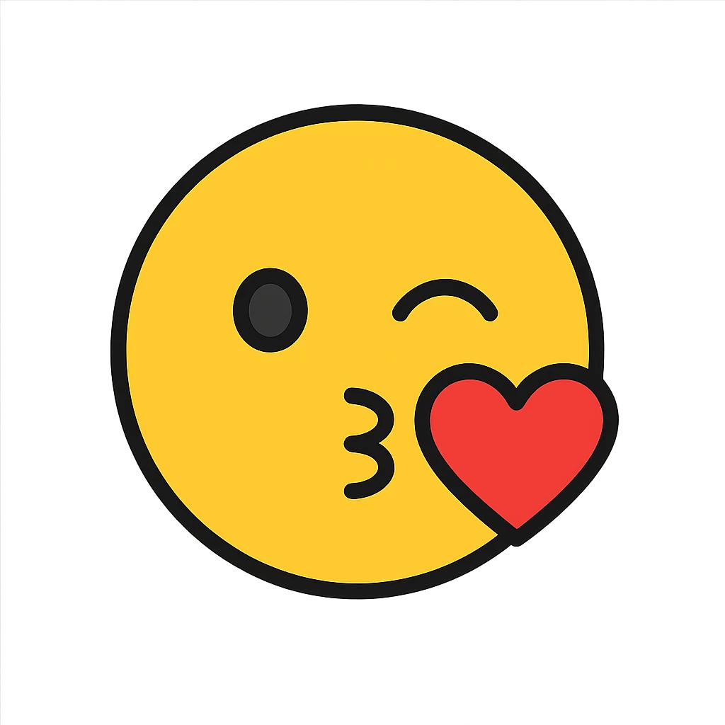 cute loving emoji winking with a heart, cheerful and sweet emoji